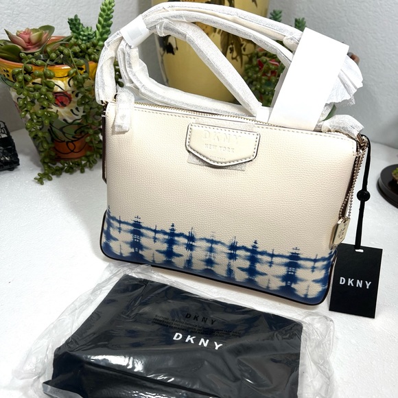 NWT DKNY SULLIVAN TOP ZIP LEATHER TIE-DYED CROSSBODY